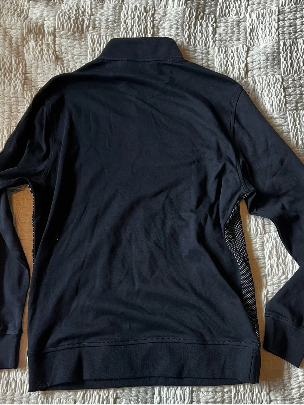 Ted Baker Men's Black and Gray Quarter-Zip Textured Sweatshirt
